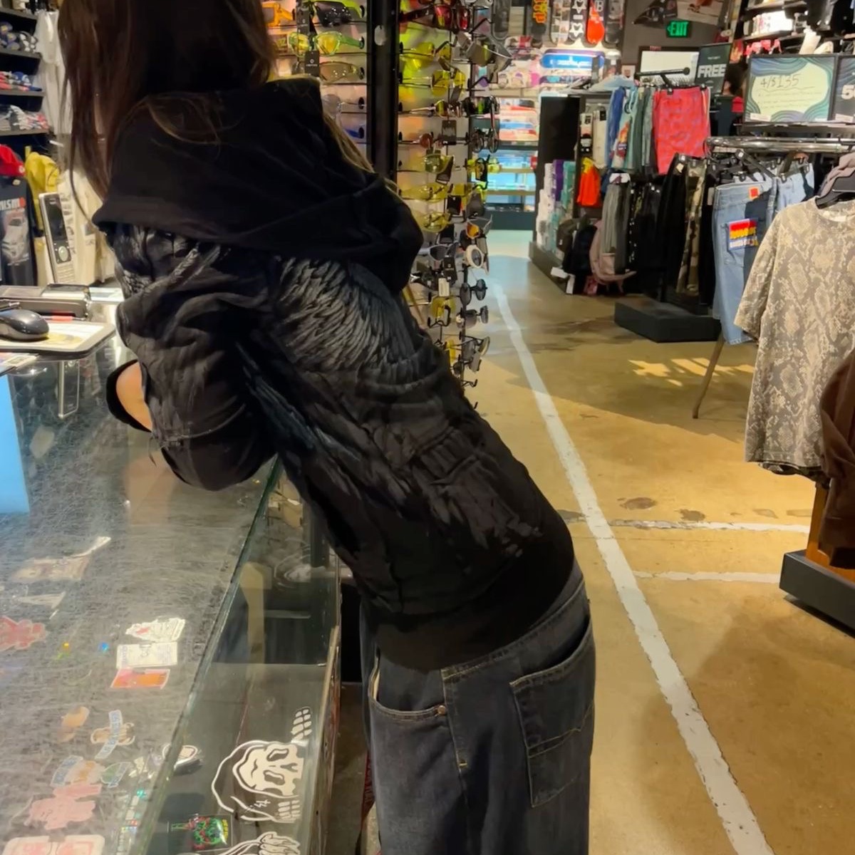 just admiring all the cool stuff... or maybe just avoiding eye contact.